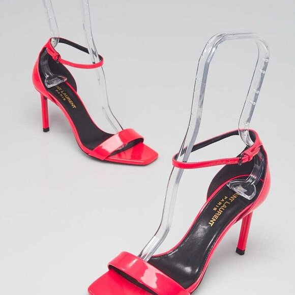 Yves Saint Laurent Pink Patent Leather Open Toe Sandals Size 5/35.5 - Picture 1 of 5